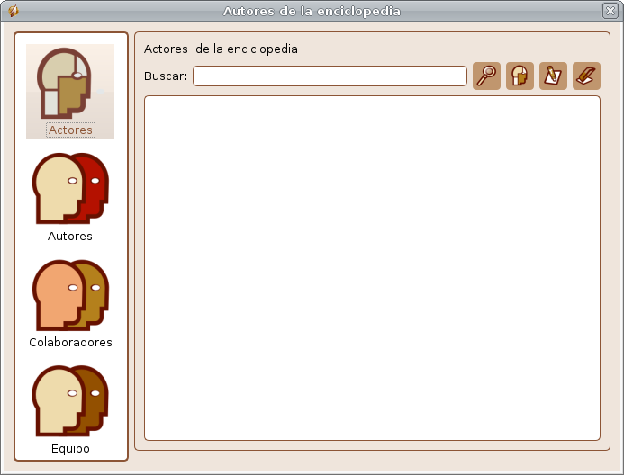 Interfaz de Actores de la Enciclopedia.