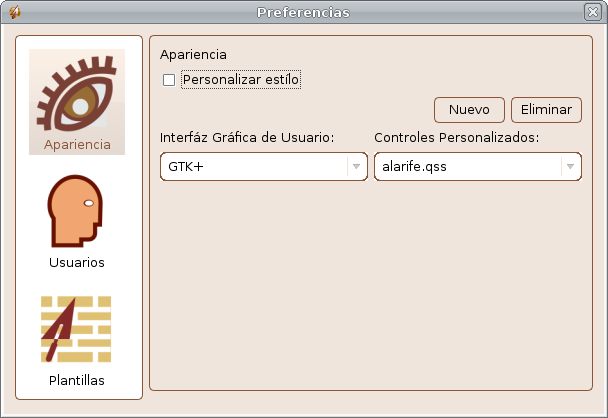 Selección de la Apariencia de Alarife.