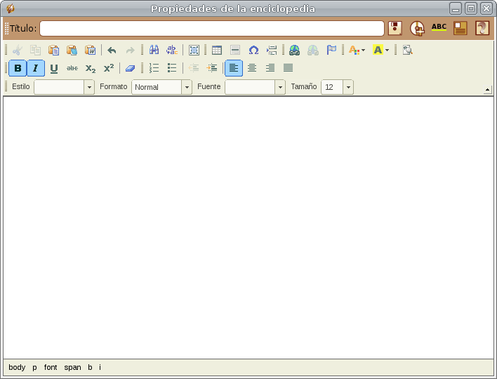 Edición de las Propiedades de la Enciclopedia.