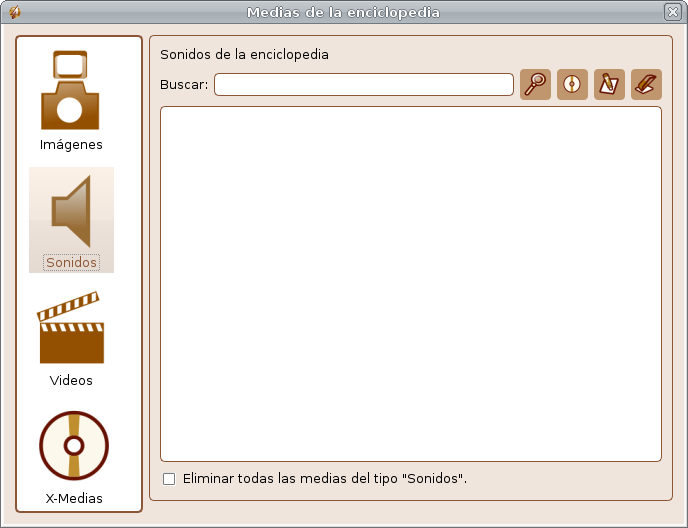 Interfaz de Gestión de Sonidos.